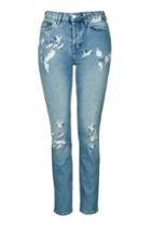 Topshop Moto Embroidered Straight Leg Jeans