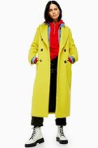 Topshop Yellow Coat With Wool