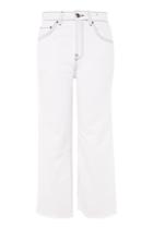 Topshop Moto White Contrast Cropped Wide Leg Jeans