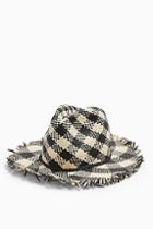 Topshop Gingham Fedora Straw Hat