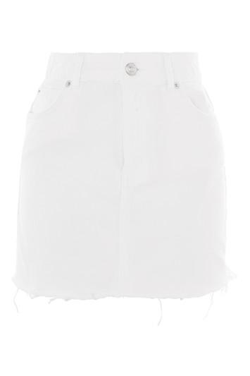 Topshop Moto White Denim Mini Skirt