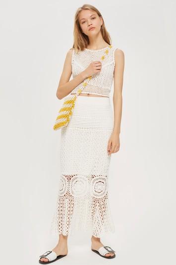 Topshop Scallop Midi Skirt