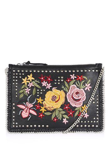 Topshop Floral Embroidered Cross Body Bag