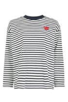 Topshop Stripe Heart Embroidered Sweatshirt By Tee & Cake