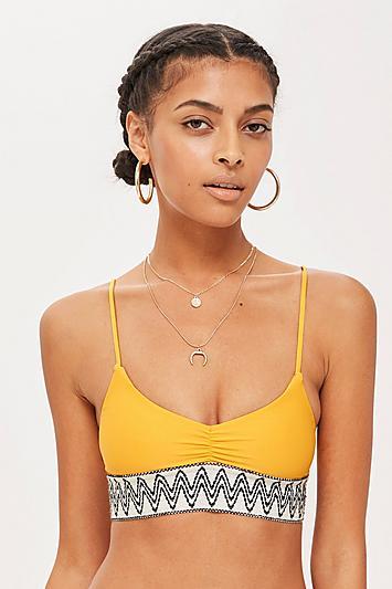 Topshop Aztec Trim Bikini Crop Top