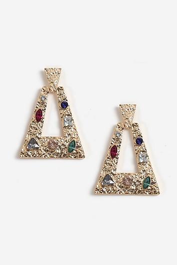 Topshop Stone Set Textured Drop Earrings