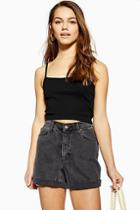 Topshop Black Camisole Top With Scallop Straps