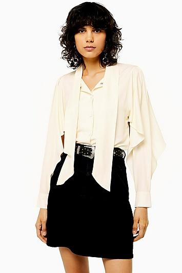 Topshop Neck Tie Twill Blouse