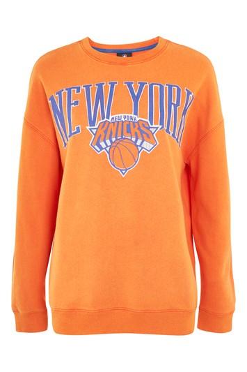 Topshop Orange Knicks Sweat Top By Unk X Topshop