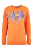 Topshop Orange Knicks Sweat Top By Unk X Topshop