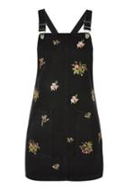 Topshop Petite Floral Embroidered Pinafore Dress