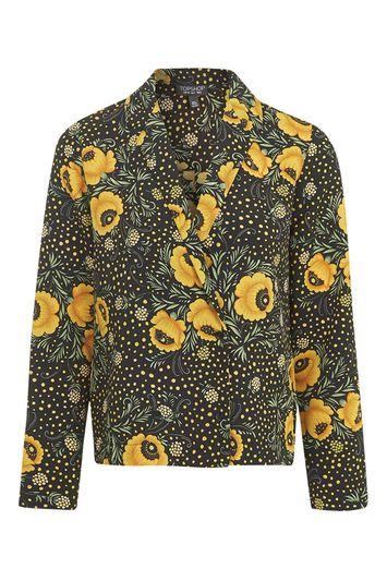 Topshop Mustard Flower Double Breasted Pyjama Shirt