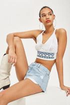 Topshop Petite Embroidered Tie Back Bralet