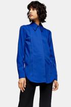 *cobalt Blue Pintuck Shirt By Topshop Boutique