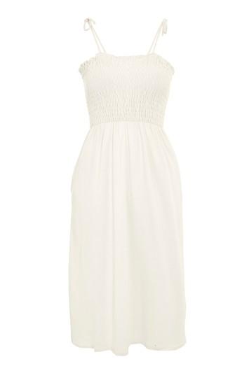 Topshop Tie Shirred Bardot Dress