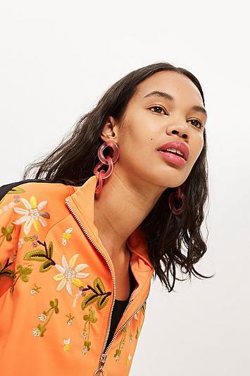 Topshop Embroidered Track Top