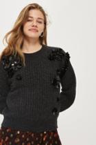 Topshop Petite Cluster Embroidered Sweater