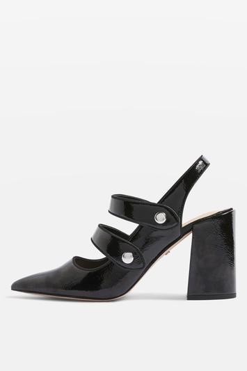 Topshop Gabriella Black Cross Strap Slingback Heel Shoes