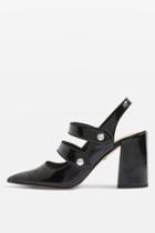 Topshop Gabriella Black Cross Strap Slingback Heel Shoes