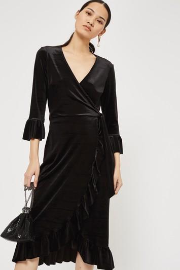 Topshop *velvet Wrap Dress By Yas