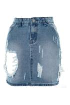 Topshop *shredded Denim Skirt By Glamorous