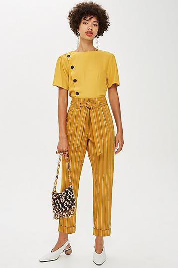 Topshop Stripe Belted Trousers
