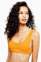 Topshop Orange Crinkle Bikini Crop Top