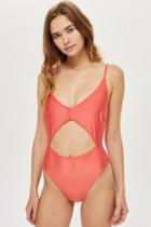Topshop *coral Swimsuit By Mink Pink
