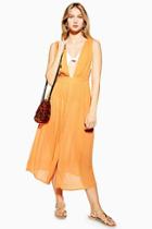 Topshop Apricot Button Front Midaxi Dress