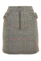 Topshop Tall Check Buckle Peplum Mini Skirt