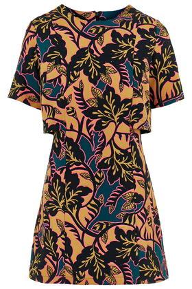 Topshop Leaf Print Overlay Dress