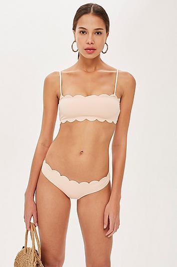 Topshop Scallop High Leg Bikini Bottoms