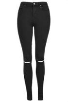 Topshop Tall Moto Black Ripped Leigh Jeans