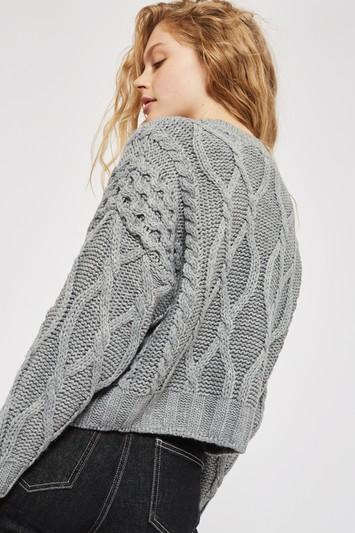 Topshop Crop Cable Knit Sweater
