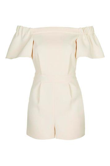 Topshop Structured Bardot Off-the-shoulder Romper