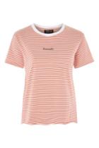 Topshop Petite 'romantic' Slogan Stripe T-shirt