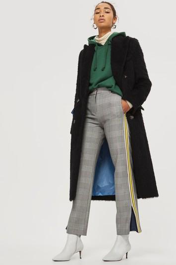 Topshop Checked Side Striped Slouch Pants
