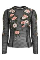 Topshop Embroidered Floral Mesh Top