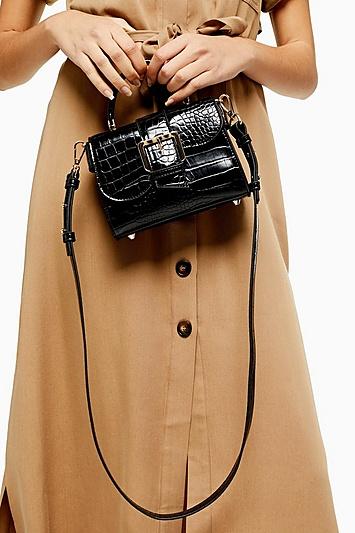 Topshop Minny Black Buckle Mini Bag