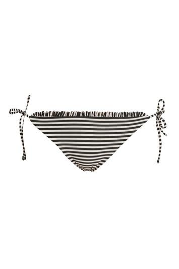 Topshop Stripe Frill Tie Side Bikini Bottoms