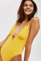 Topshop *burnt Plunge Swimsuit By Somedays Loving