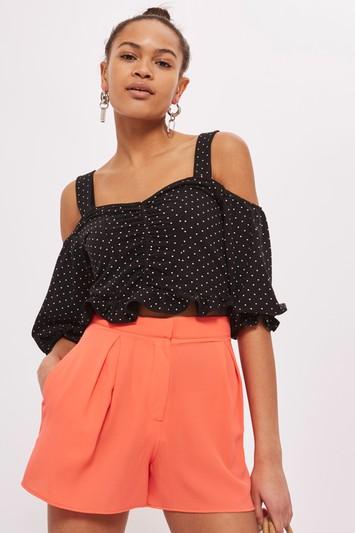 Topshop Coral Plain Flippy Shorts