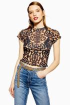 Topshop Petite Tortoiseshell Lettuce Mesh Dress