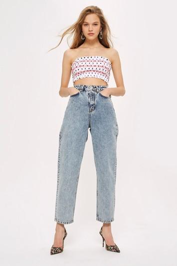 Topshop Spot Shirred Bandeau Top