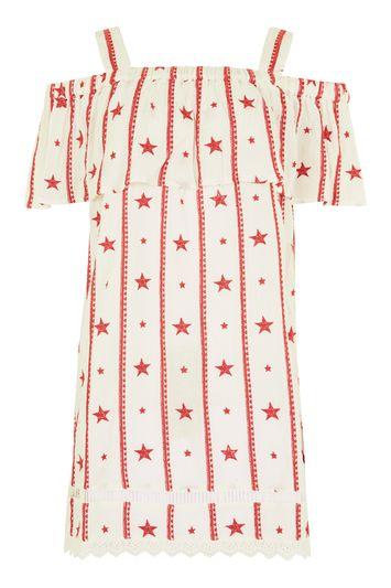 Topshop Star Embroidered Bardot Dress