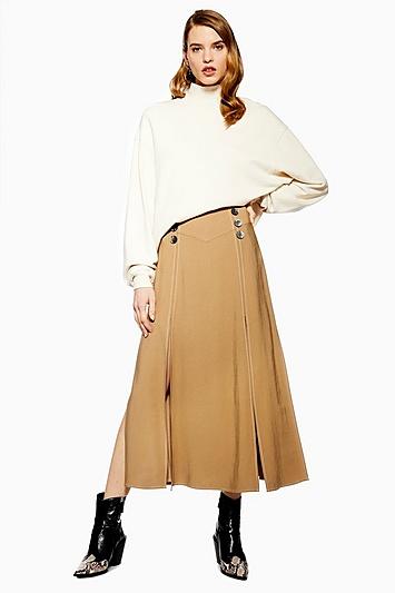 Topshop Button Midi Skirt