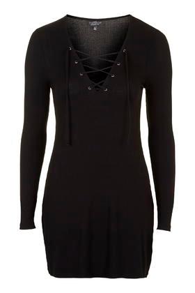 Topshop Petite Lace-up Jersey Dress