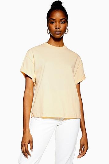 Topshop Buttermilk Boxy Roll T-shirt