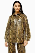 Topshop Snake Faux Leather Pu Shirt