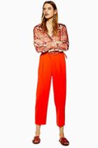 Topshop Red Belt Tapered Trousers